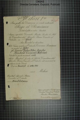 p.123-dosar-Petre-Ţuţea.diploma-Coroana-României-în-grad-de-ofiţer.9.mai_.1943.regele-Mihai-mareşalul-Antonescu