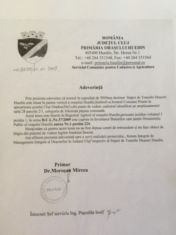 Adeverinta Huedin
