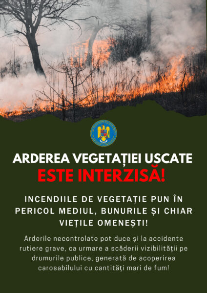 Pompierii ISU Cluj au intervenit anul trecut la peste 900 de incendii de vegetație uscată