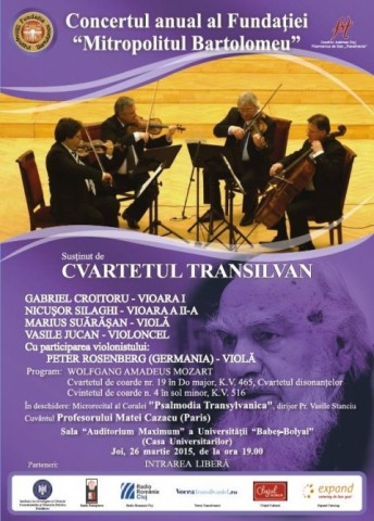 Clujenii așteptați la concertul anual al Fundației „Mitropolitul Bartolomeu”