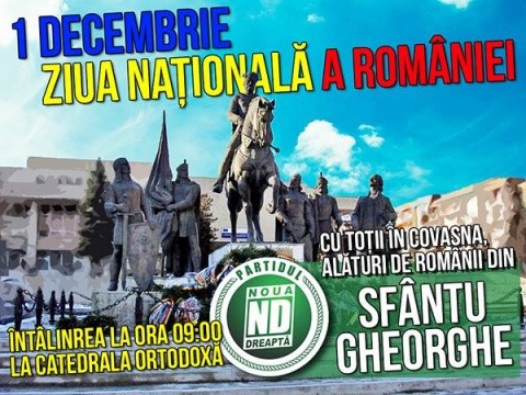 Nu le este frică! Partidul Noua Dreaptă cheamă românii la un miting de Ziua Națională a României la Sfântu Gheorghe