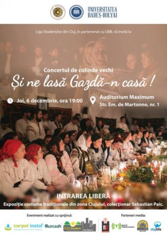 „Şi ne lasă gazdă-n casă” – Concert de colinde vechi pentru clujeni, joi, 6 decembrie 2018