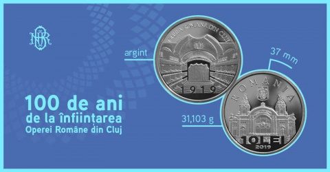 BNR: monedă din argint cu tema „100 de ani de la înfiinţarea Operei Române din Cluj”