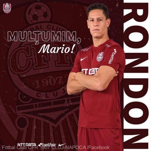 CFR Cluj şi jucătorul venezuelean Mario Rondon au ajuns, duminică, la o înţelegere privind rezilierea de comun acord a contractului