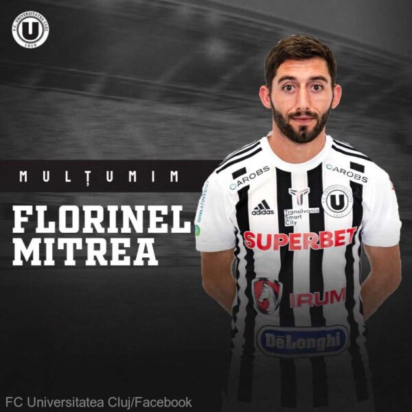 Clubul de fotbal Universitatea Cluj a anunţat, vineri, rezilierea contractului cu fundaşul Florinel Mitrea