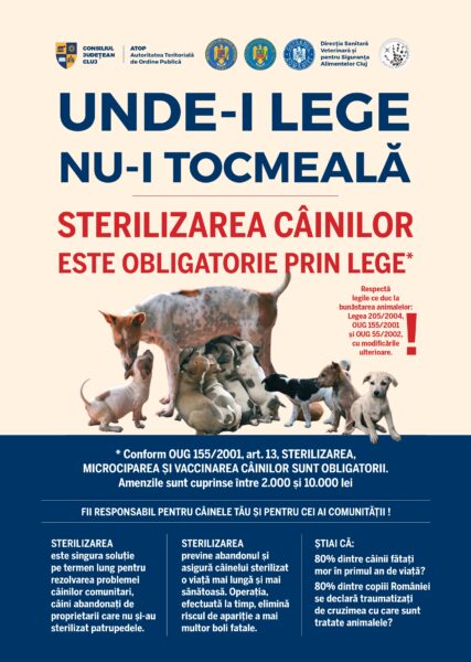 Consiliul Județean Cluj a dat startul campaniei de informare ce vizează reducerea numărului de câini fără stăpân