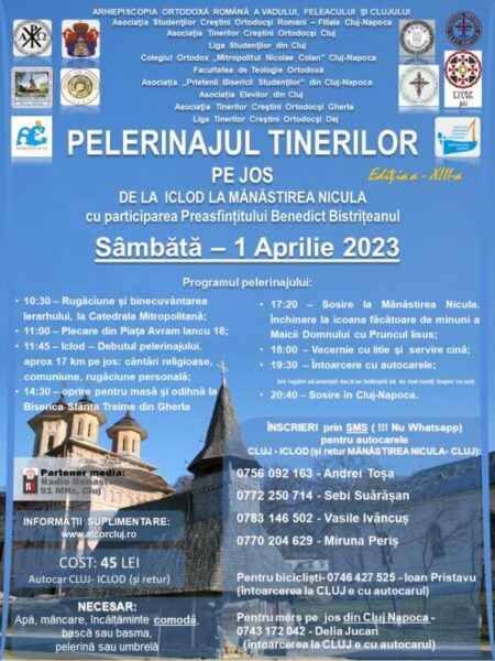 „Pelerinajul Tinerilor”: 17 kilometri pe jos de la Iclod, la Mănăstirea Nicula