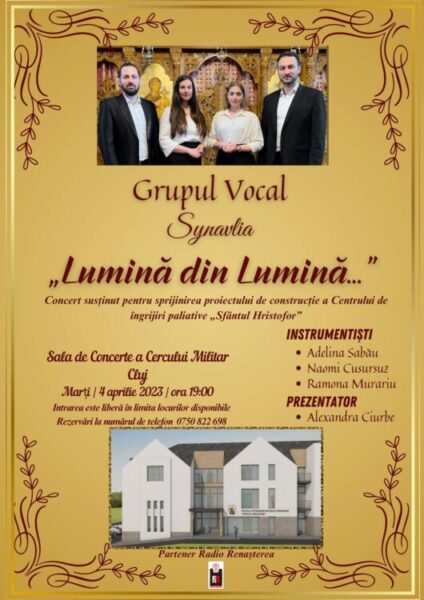Concert caritabil, în sprijinirea Centrului de îngrijiri paliative pediatrice „Sf. Hristofor”