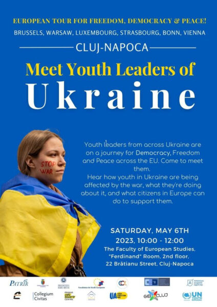 Reprezentanți ai tinerilor din Ucraina se află într-o călătorie pentru Democrație, Libertate și Pace în UE și ajung la Cluj-Napoca. Va fi prezent și primarul Emil Boc
