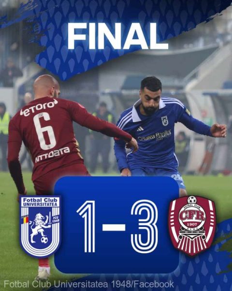 CFR Cluj a învins-o pe FC U Craiova cu scorul de 3-1. Au jucat slab, dar au câștigat
