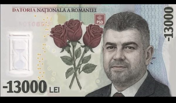 Circulă pe net: Noua bancnotă românească: -13.000 LEI