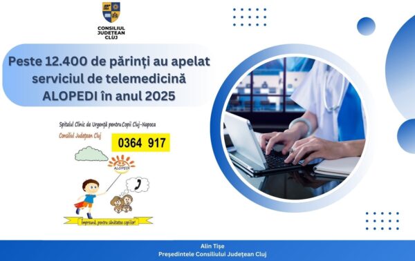 Peste 12.400 de părinți au apelat serviciul de telemedicină ALOPEDI în 2025. E gestionat de Spitalul de Copii Cluj