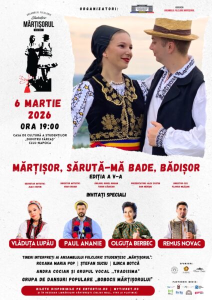 Spectacol Extraordinar de Folclor „Mărțișor, sărută-mă bade, bădișor” la Casa de Cultură a Studenților Cluj-Napoca, Vlăduța Lupău, cap de afiș