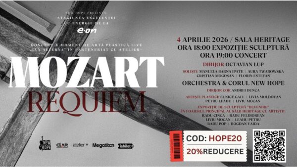 „Mozart – Requiem” răsună în Sala Héritage din Cluj-Napoca. Concertul extraordinar susținut de Orchestra & Corul New Hope are loc pe 4 aprilie