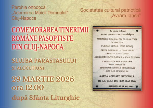 Eveniment comemorativ la placa „Tinerimea română de la 1848” din Cluj-Napoca