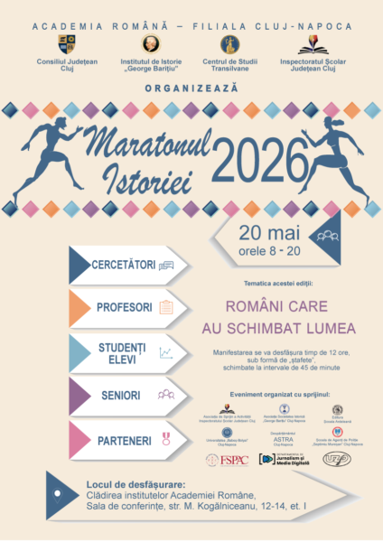 Maratonul istoriei 2026  Români care au schimbat lumea: Iancu de Hunedoara, Spiru Haret, Constantin Brâncuși, Nadia Comăneci