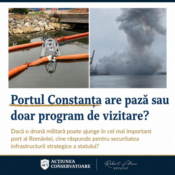 Deputat Robert Alecu (ACT): Cum a ajuns o dronă încărcată cu explozibil în interiorul portului?