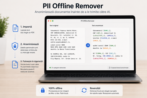 PII Offline Remover: 23 de tipuri de date personale detectate local, fără cloud și fără cont