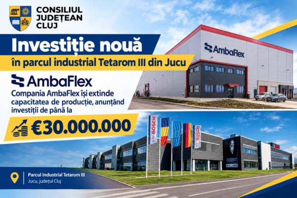 Investiție nouă în parcul industrial Tetarom III din Jucu. Compania AmbaFlex își extinde capacitatea de producție, anunțând investiții de până la 30 de milioane de euro