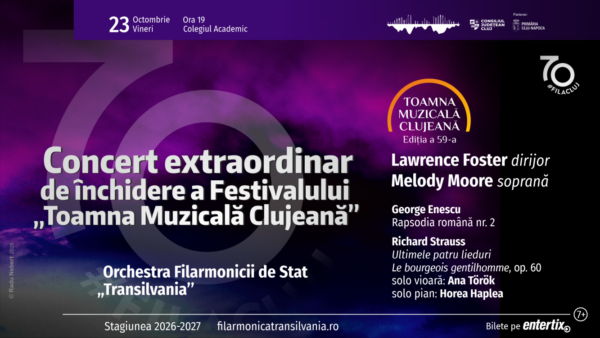 Soprana Melody Moore și dirijorul Lawrence Foster închid cea de-a 59-a ediție a Festivalului „Toamna Muzicală Clujeană”
